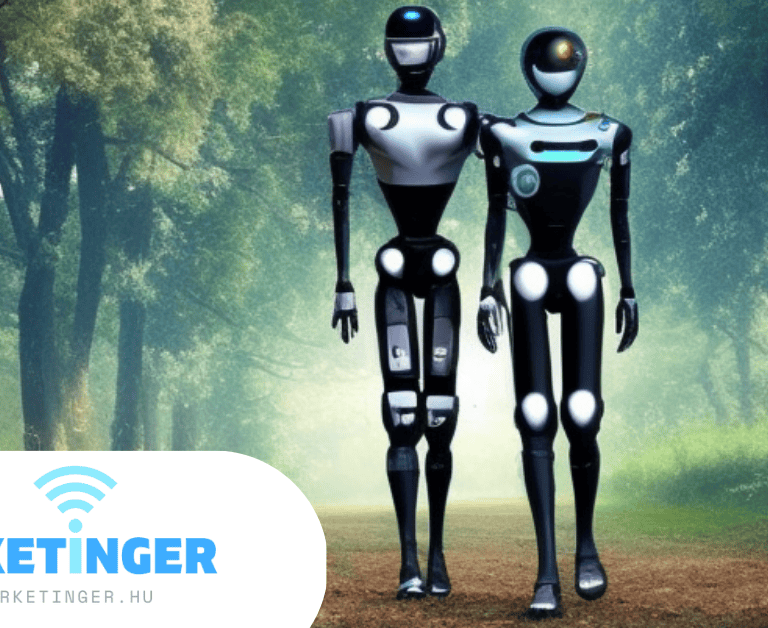 Fejlesztő robotok a természetben a marketinger.hu PPC ügynökség arculatával.