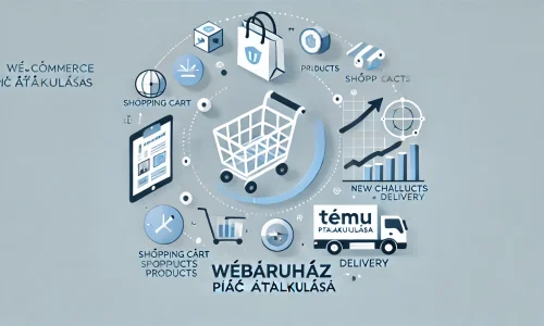 DALL·E 2024-11-19 00.33.45 - A modern, clean featured image for a blog post about the transformation of the Hungarian e-commerce market due to new challenges like Temu's entry. Th